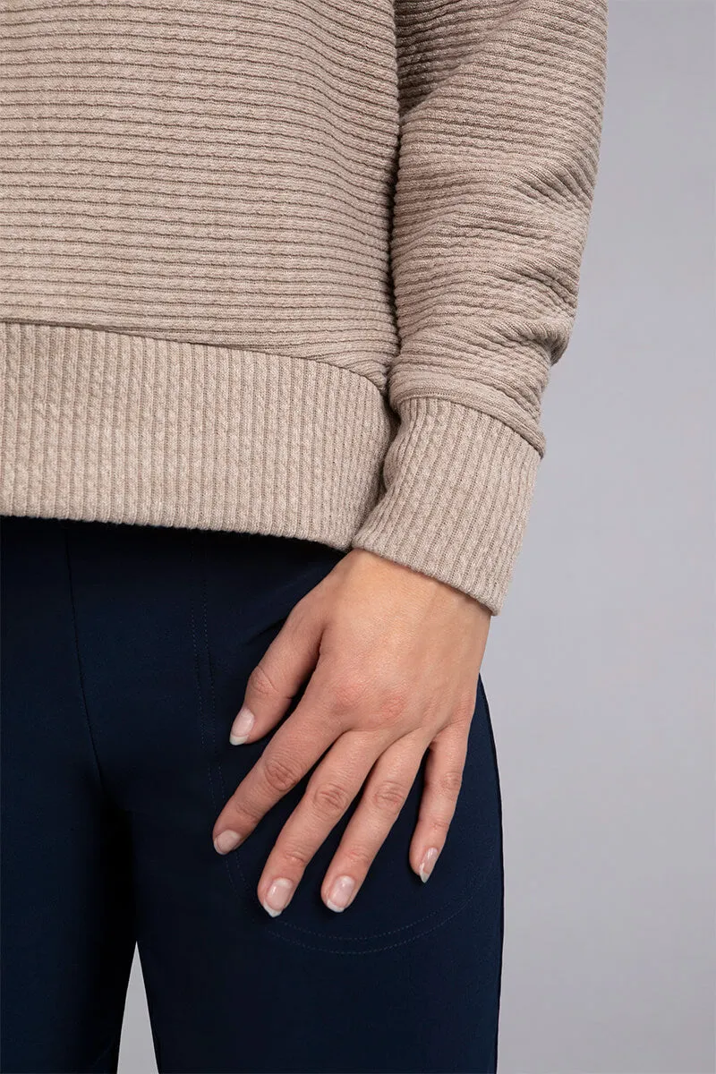 Turtle Neck High Low Rib Sweater | Camel