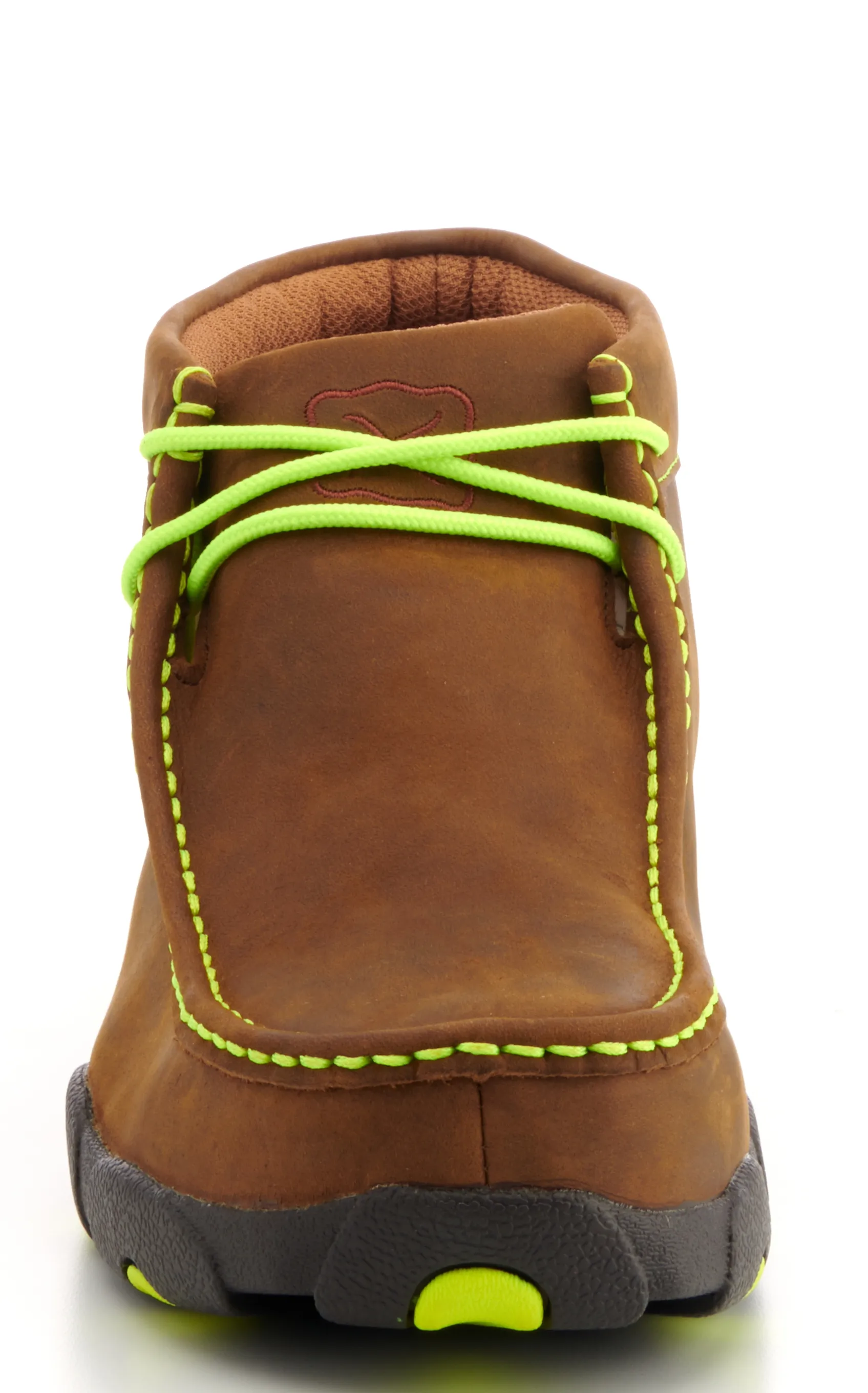 Twisted X Men's Distressed Brown with Neon Yellow Laces Chukka Driving Moc Steel Toe Work Shoe