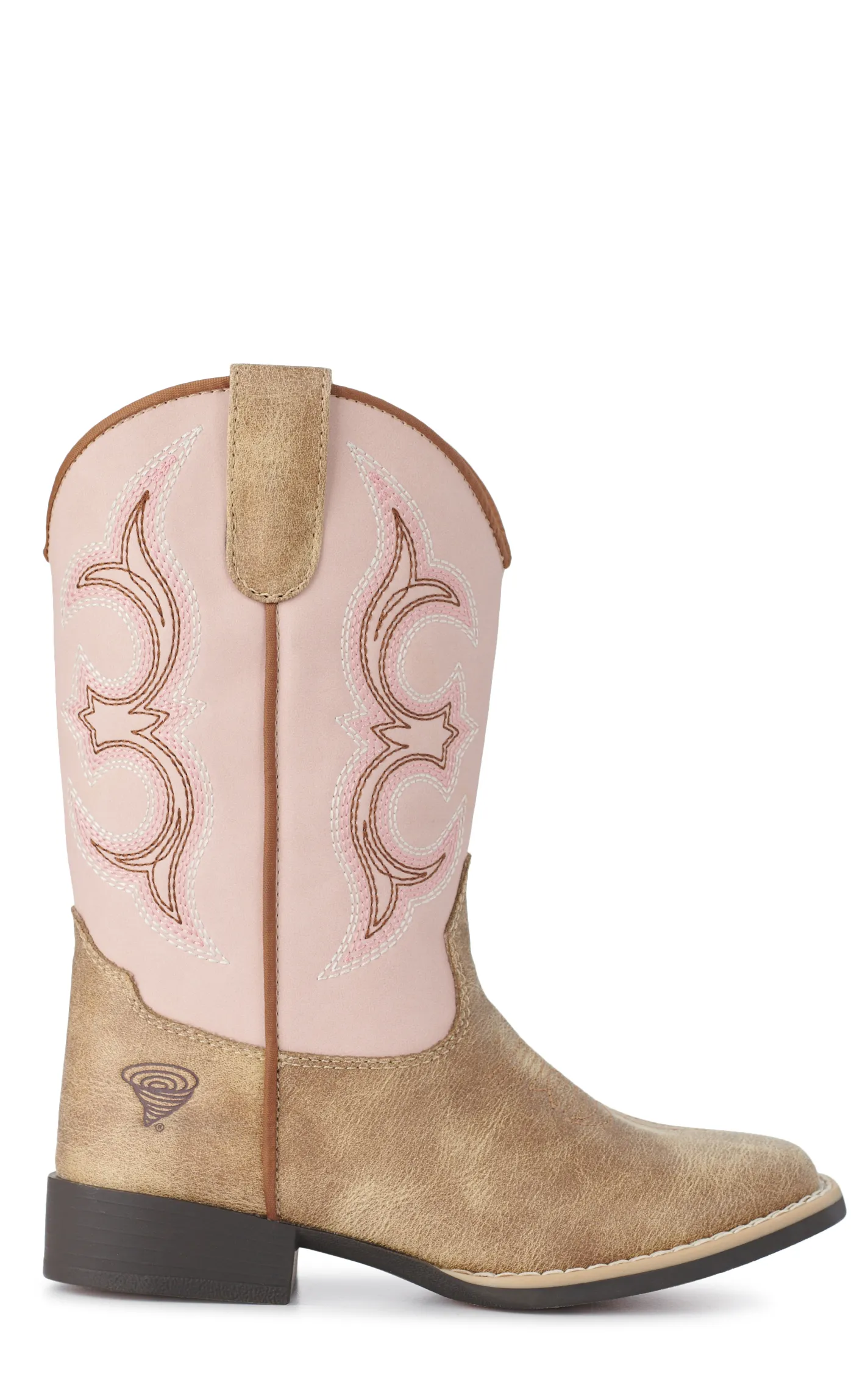 Twister Girls Posy Light Pink and Tan Wide Square Toe Cowboy Boots