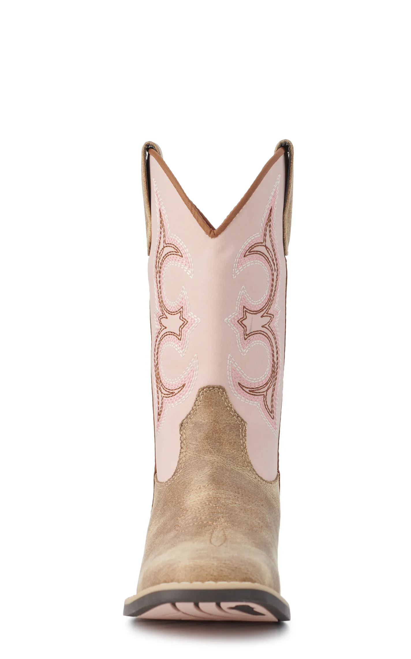 Twister Girls Posy Light Pink and Tan Wide Square Toe Cowboy Boots