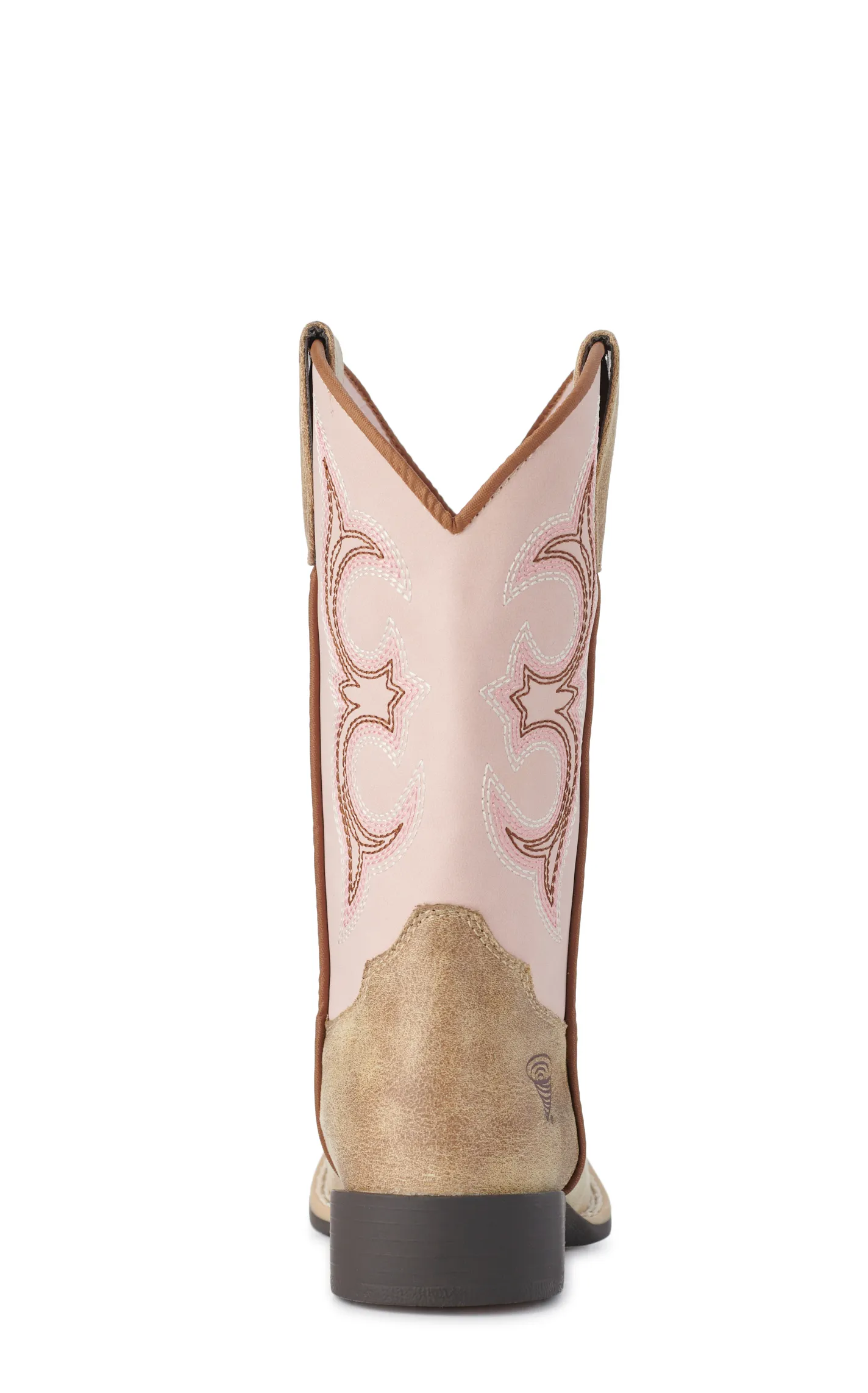 Twister Girls Posy Light Pink and Tan Wide Square Toe Cowboy Boots