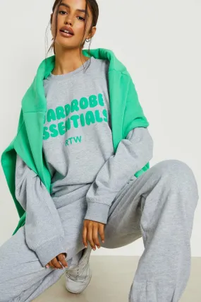 Wardrobe Essentials Slogan Sweater Tracksuit