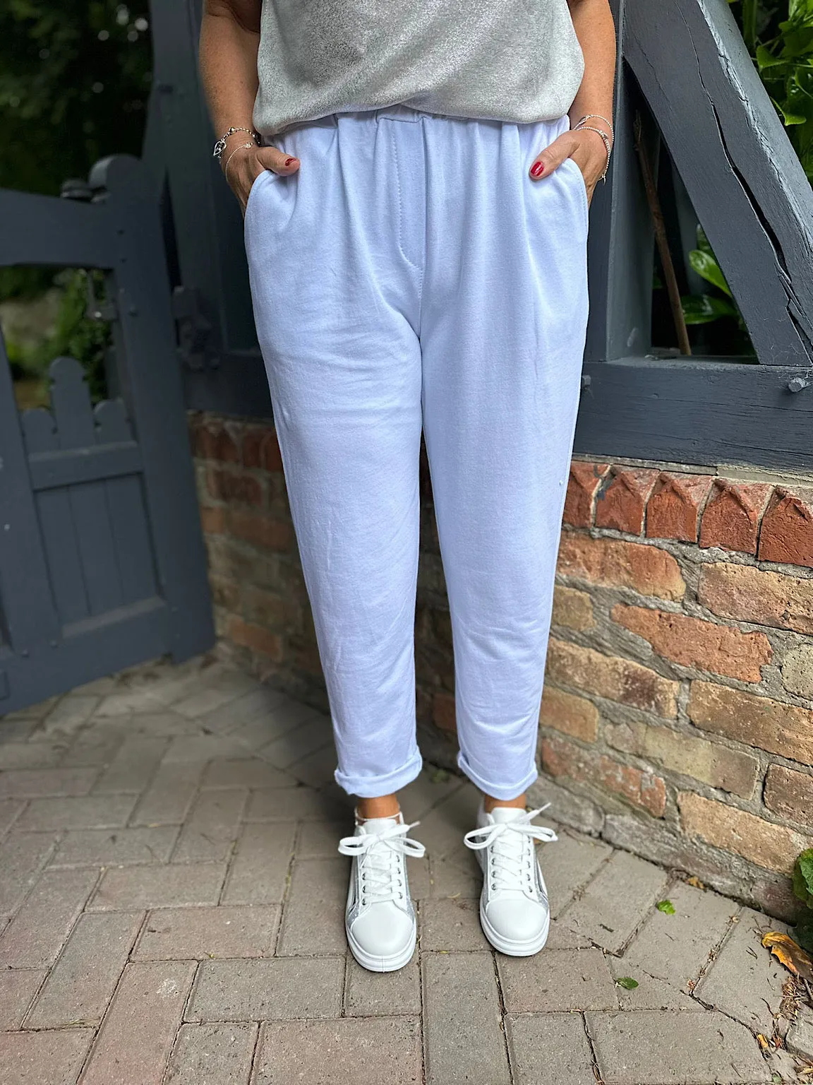 White Comfort Fit Jogger Amara