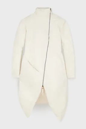 White Distortion Curved Down Coat