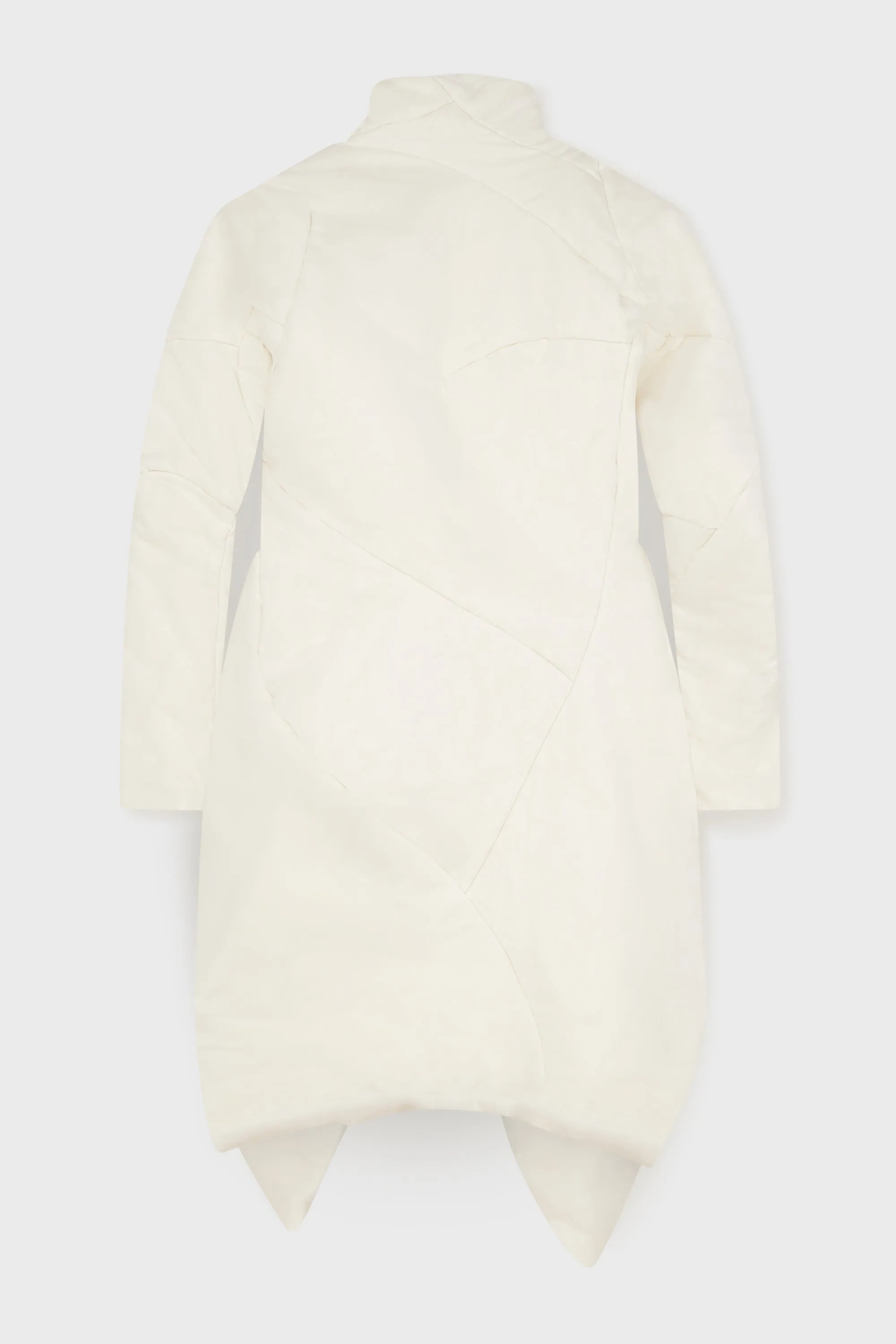 White Distortion Curved Down Coat