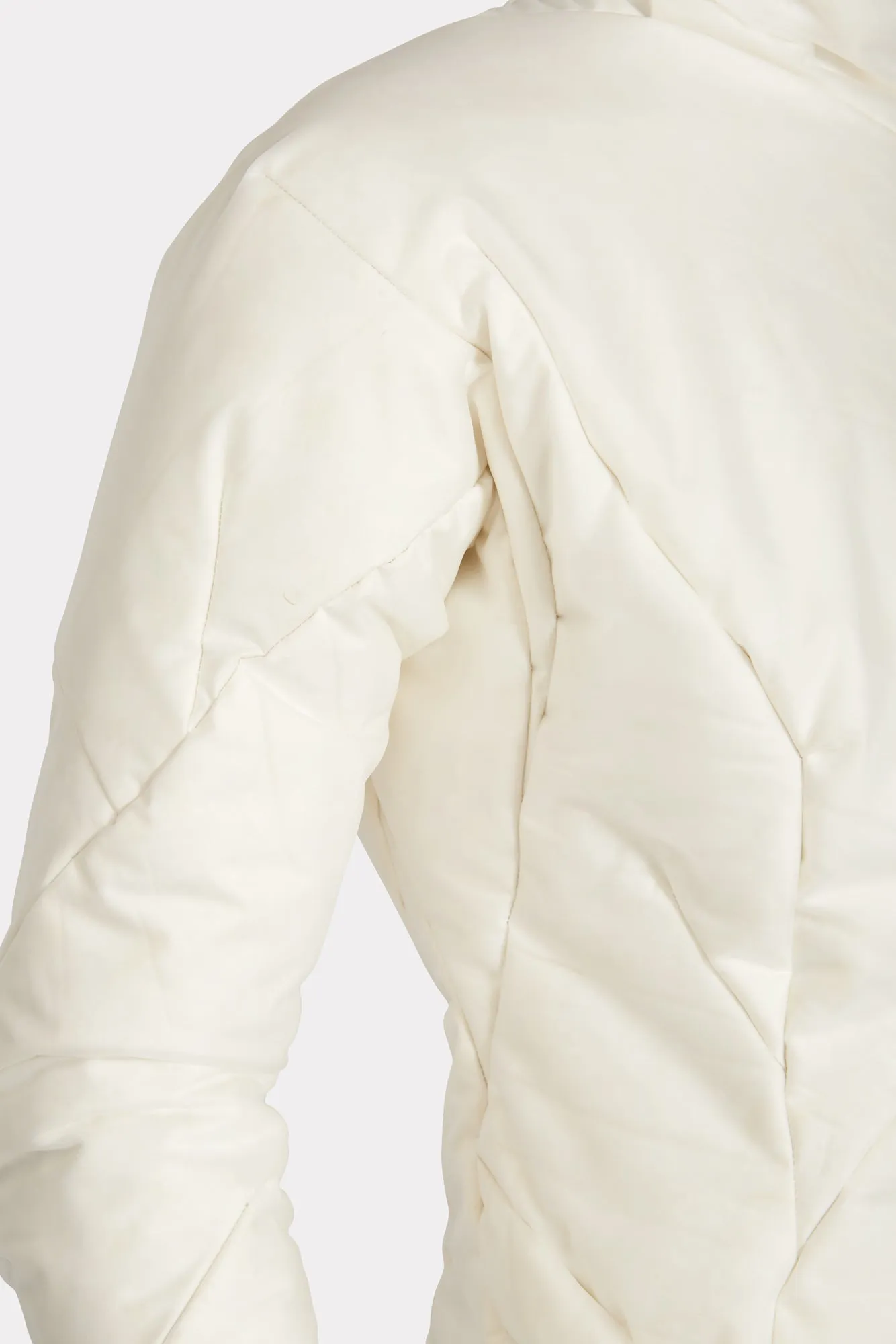 White Distortion Curved Down Coat