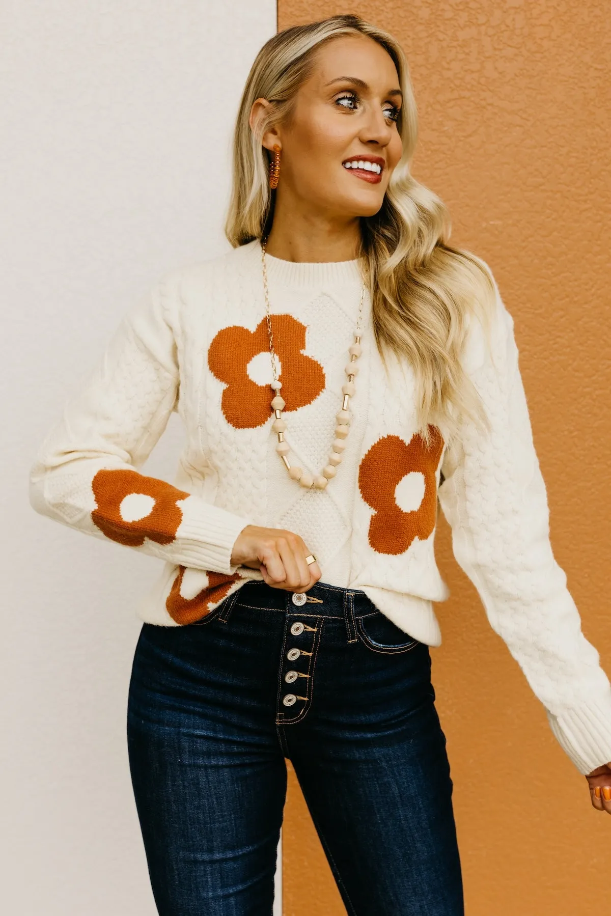 Wishlist | The Ansley Floral Cable Knit Sweater