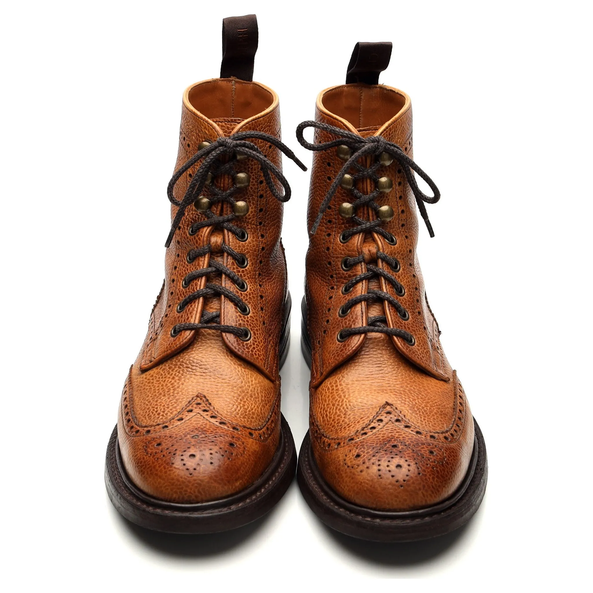 Women's 'Olivia' Tan Brown Leather Brogue Boots UK 7 D