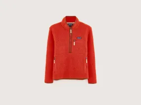 WOMEN'S RETRO PILE FLEECE MARSUPIAL PULLOVER (242 / W / RED)