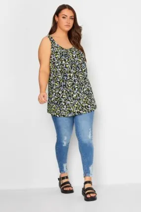 YOURS Curve Black Floral Print Vest Top