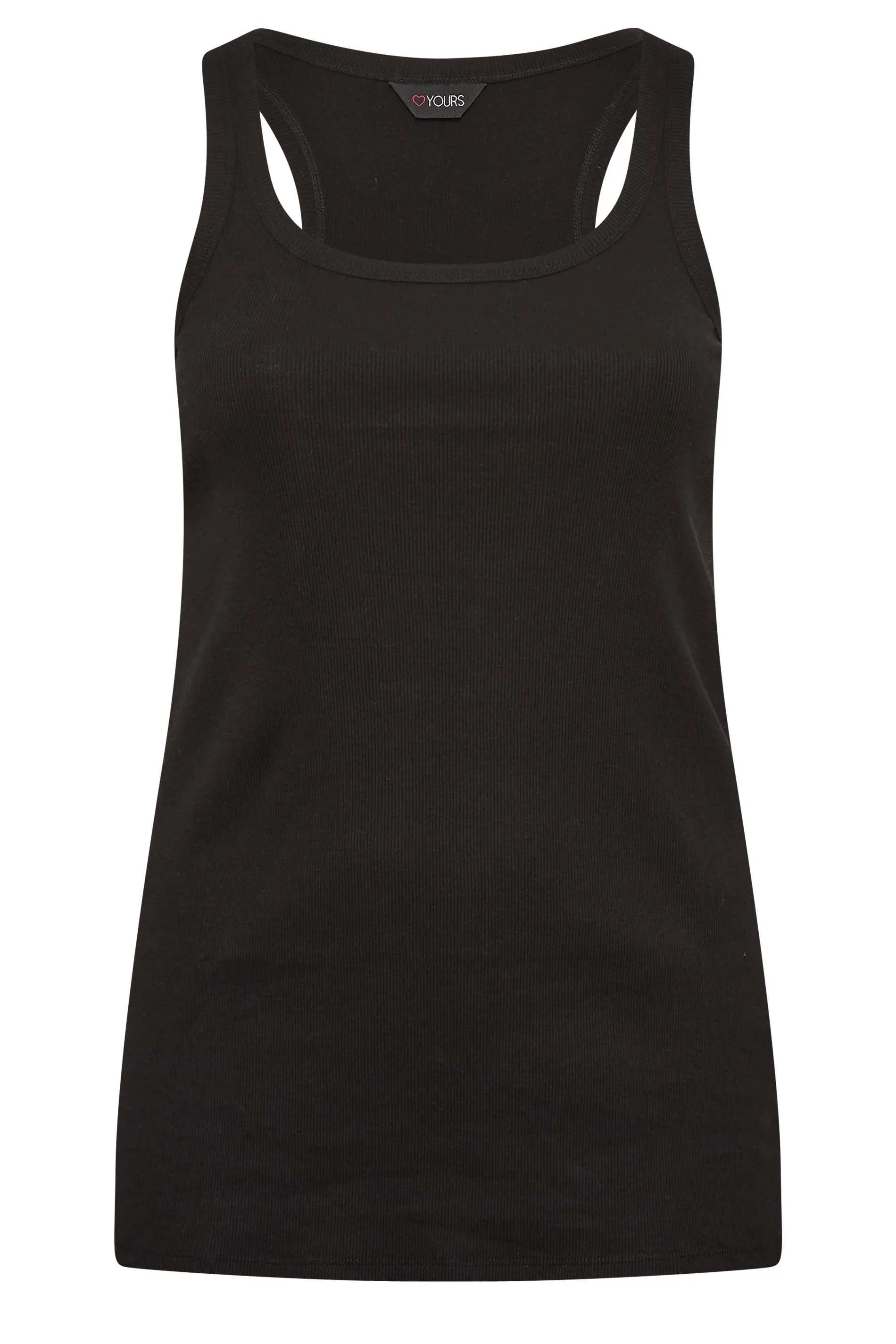 YOURS Curve Black Ribbed Racer Back Vest Top