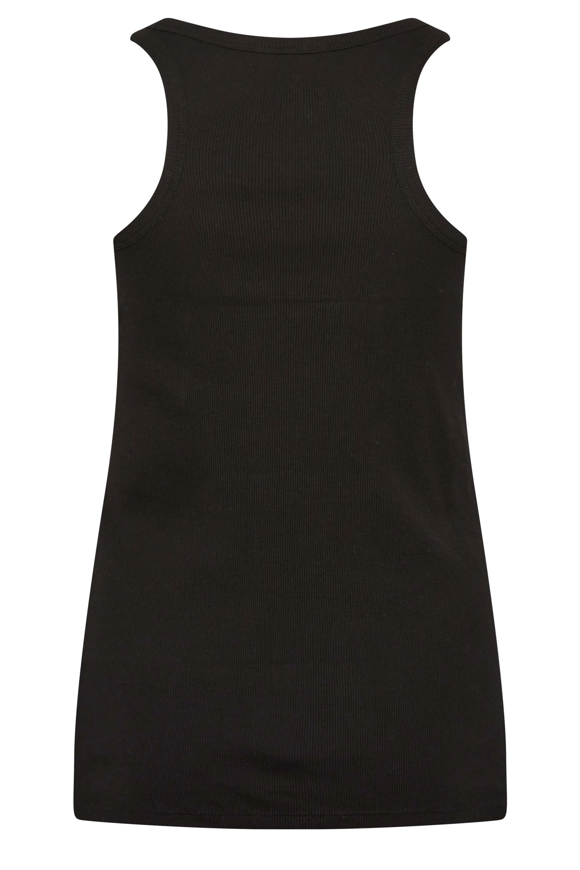 YOURS Curve Black Ribbed Racer Back Vest Top