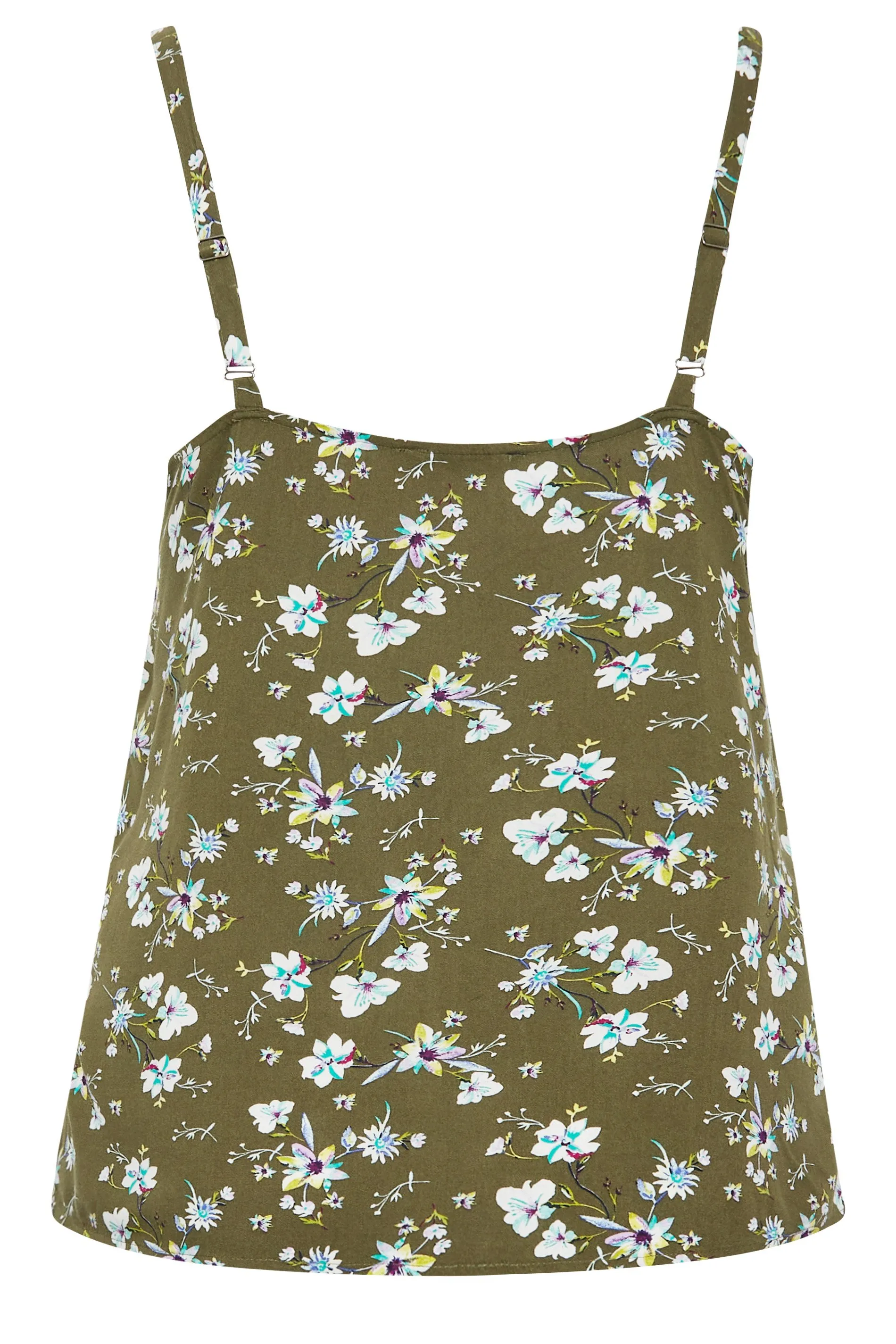 YOURS Curve Green Floral Button Cami Vest Top ONLINE SPECIAL OFFER