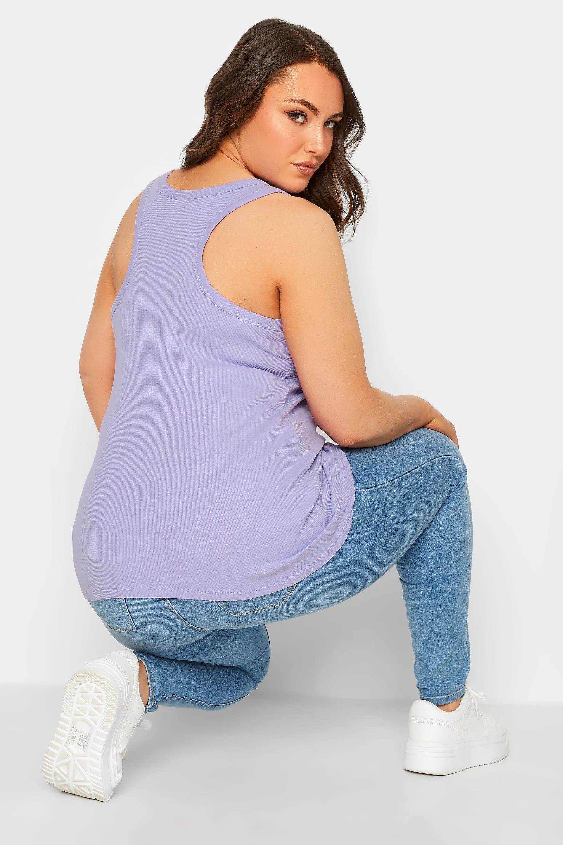 YOURS Curve Lilac Purple Ribbed Racer Back Vest Top