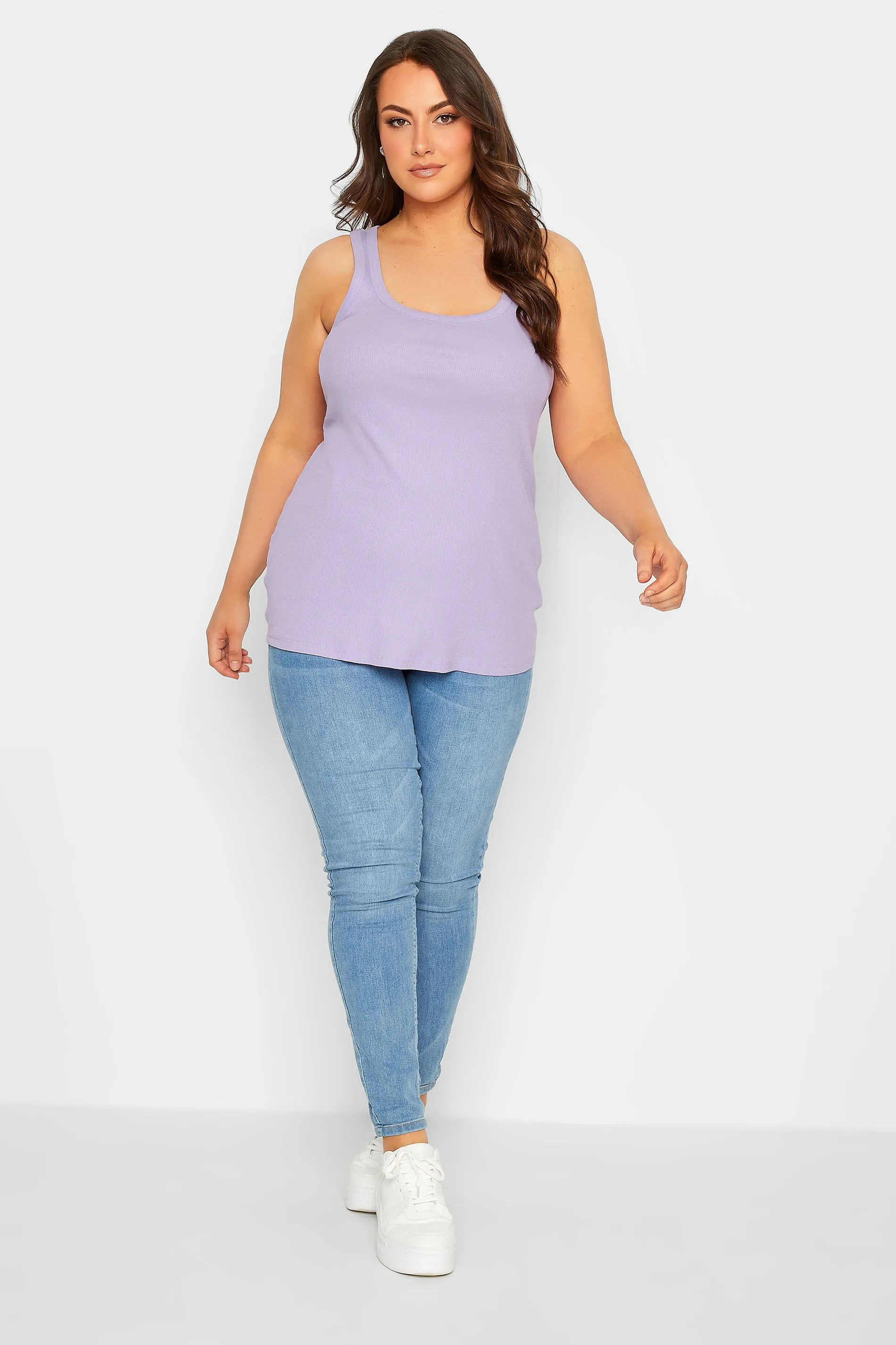 YOURS Curve Lilac Purple Ribbed Racer Back Vest Top