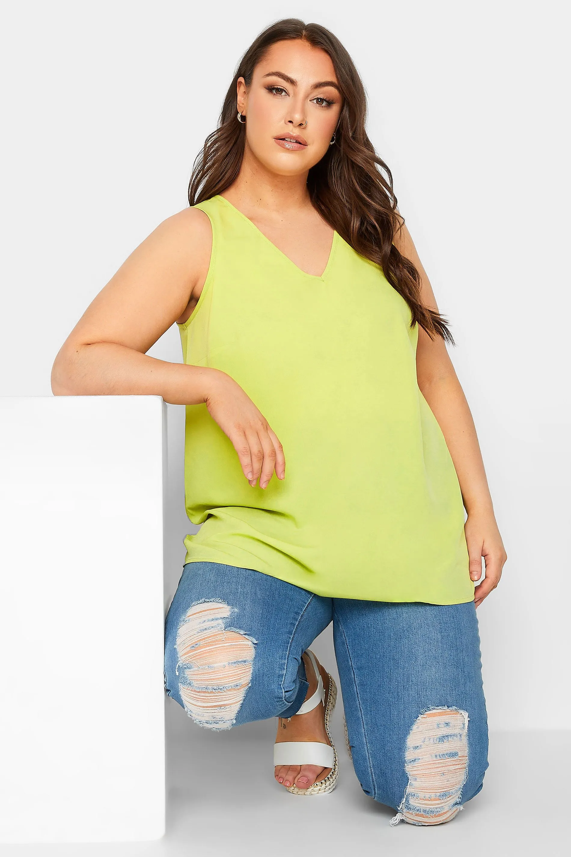 YOURS Curve Lime Green Cami Vest Top