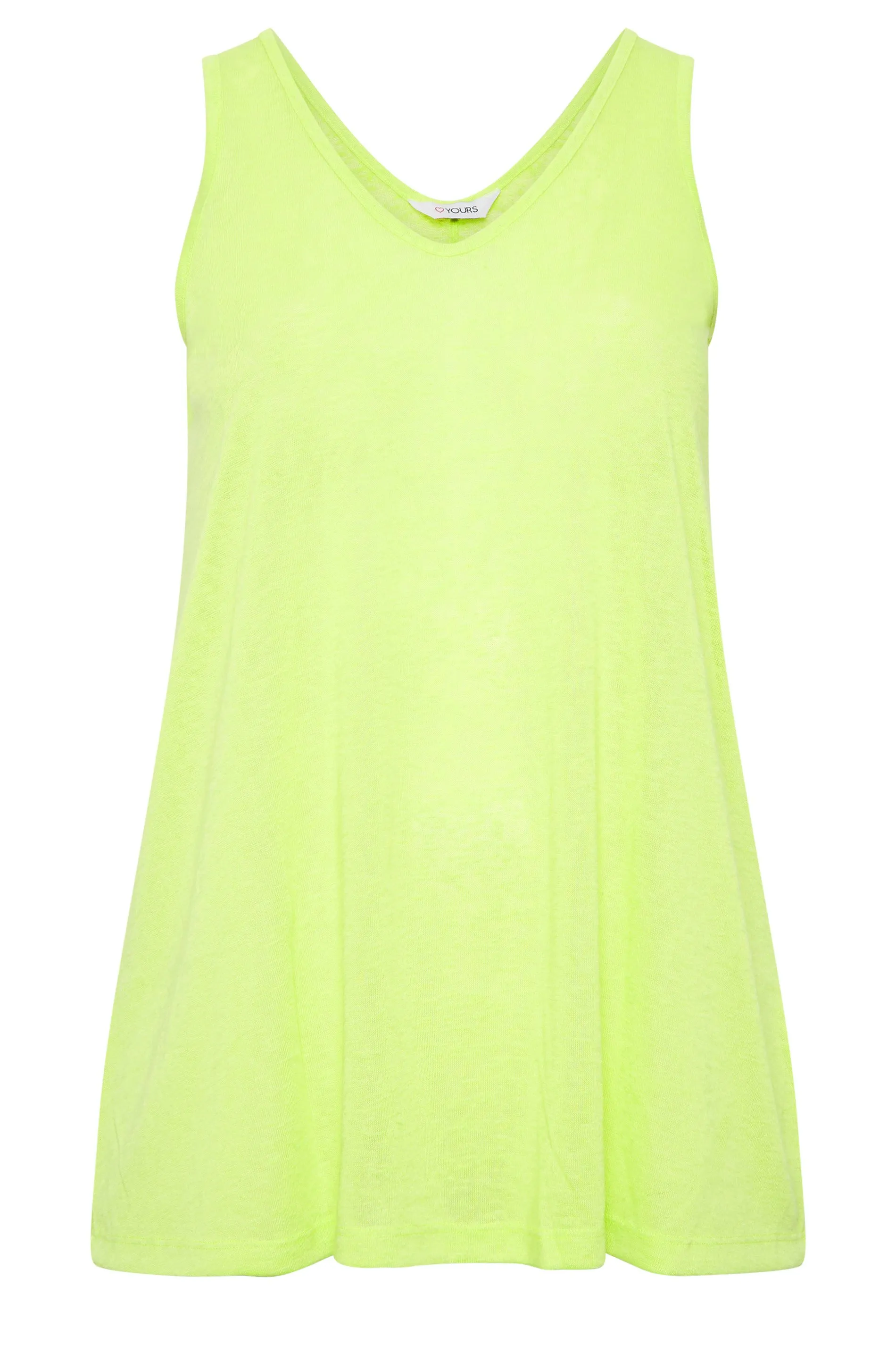 YOURS Curve Lime Green Linen Look Vest Top