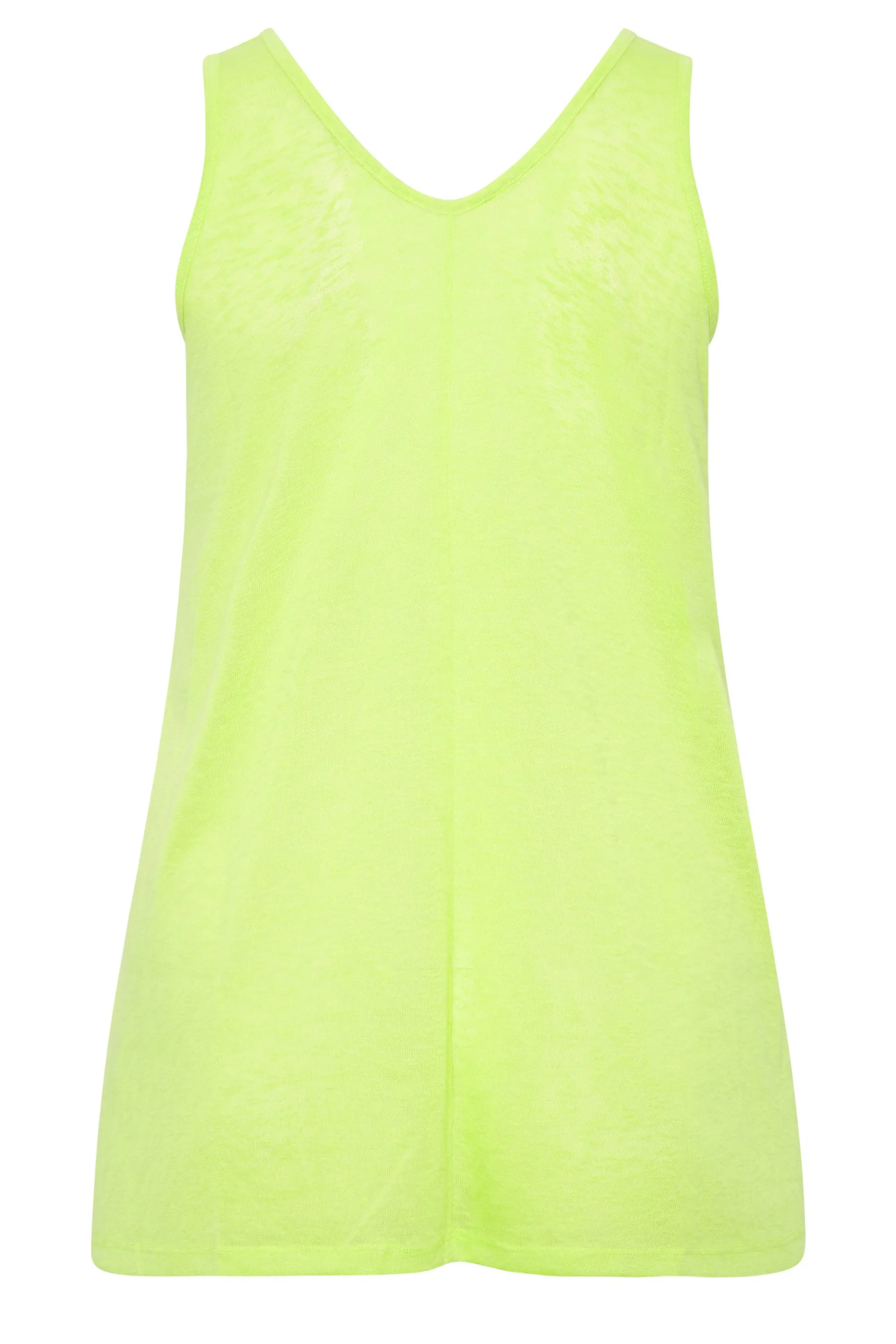 YOURS Curve Lime Green Linen Look Vest Top