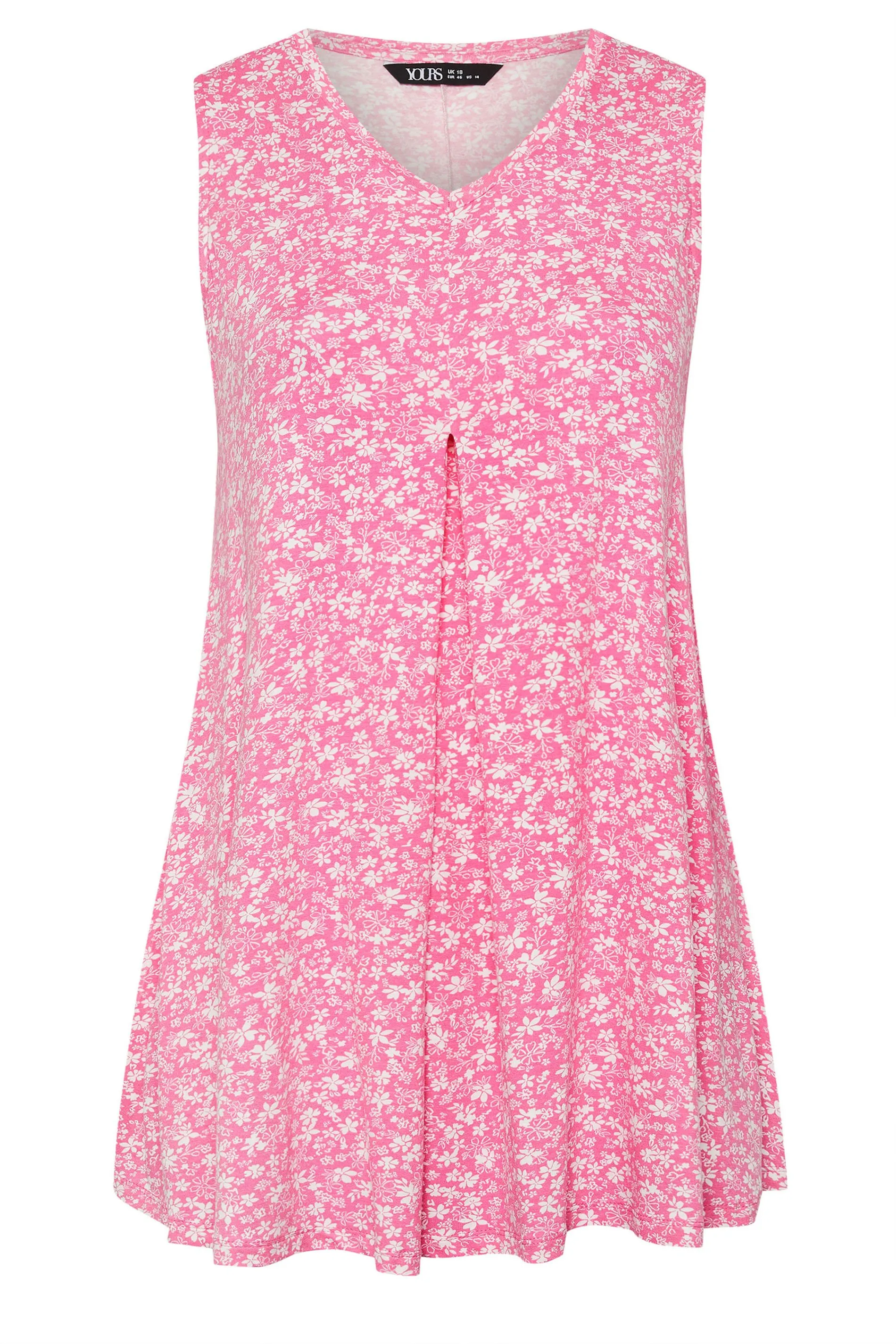 YOURS Curve Pink Ditsy Floral Print Swing Vest Top