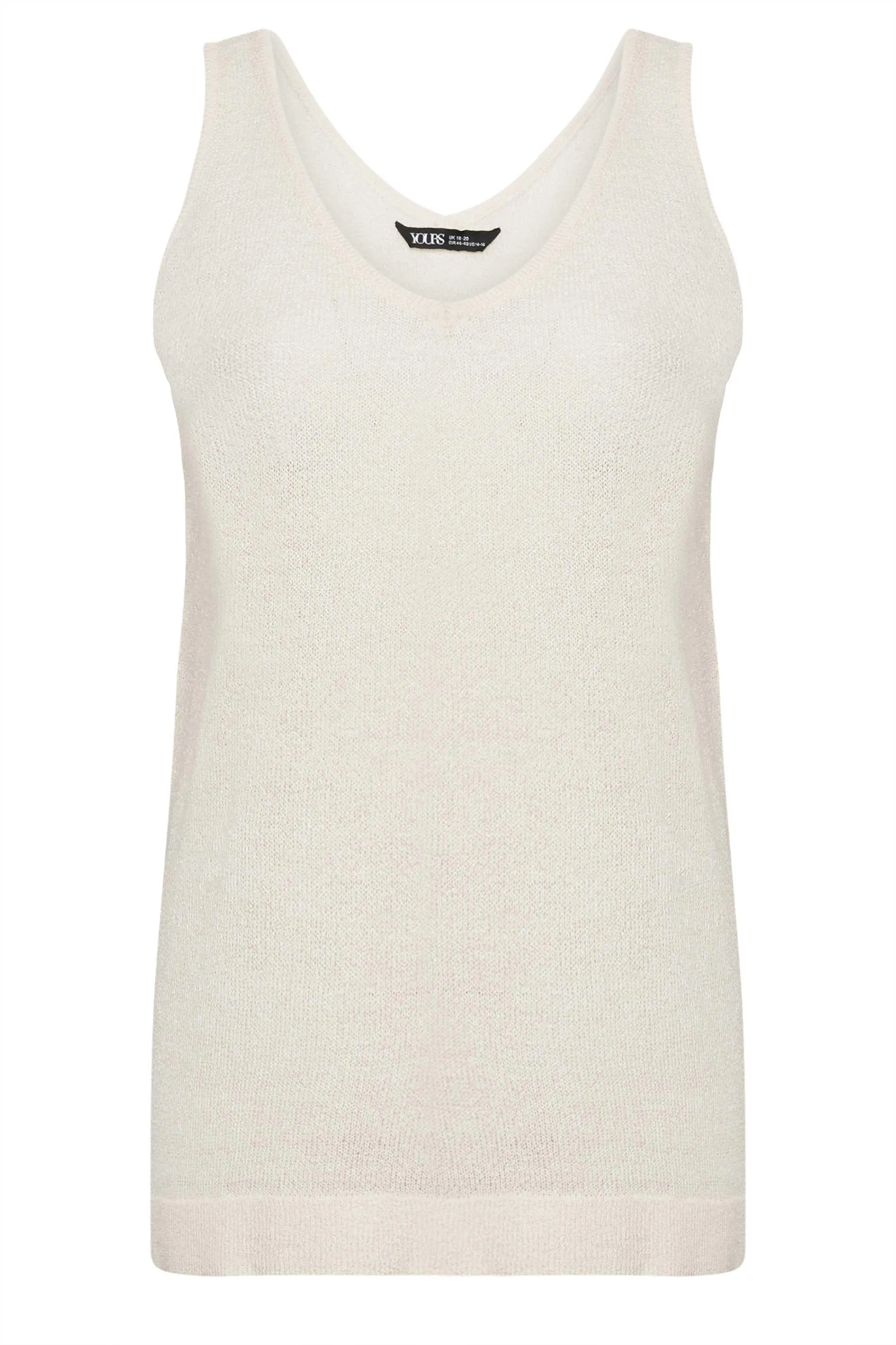 YOURS Curve White Knitted Vest Top